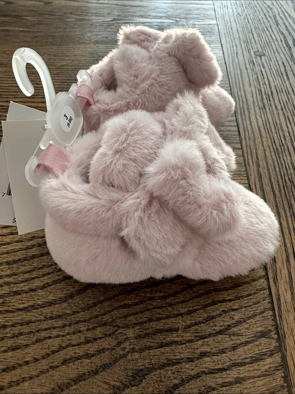 NWT Baby Pink Plush Bow Booties - Baby Booties 6-9months